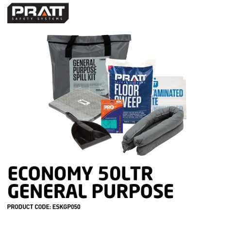 PRATT SPILL KIT ECONOMY 50LTR GENERAL PURPOSE GREY BAG 